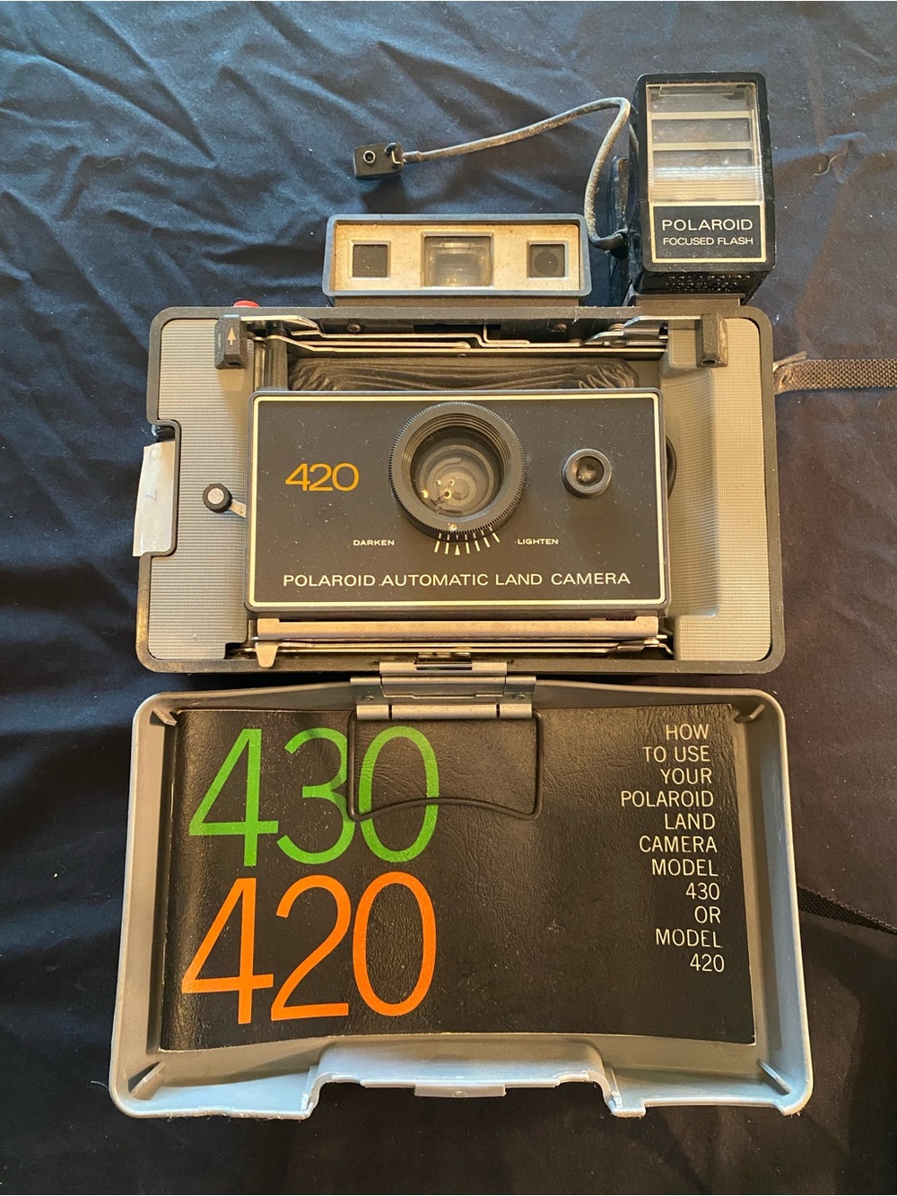 Polaroid 420 Automatic Land Camera in Black with Silver Flash